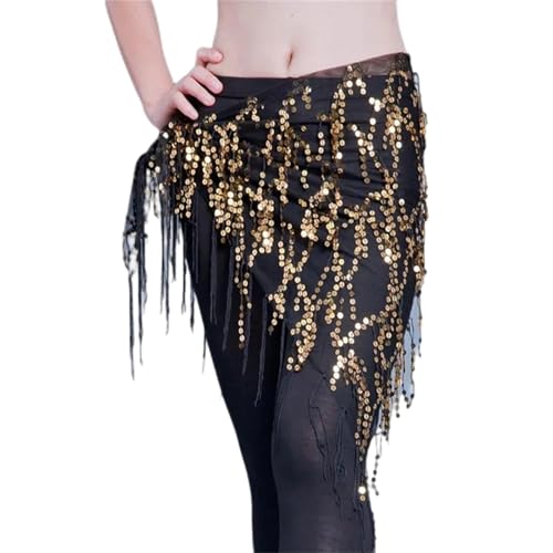 Women's Sequin Tassels Triangle Tribal Wrap Belt Waist Chain for Dance Performance Fringe Skirt Costume
