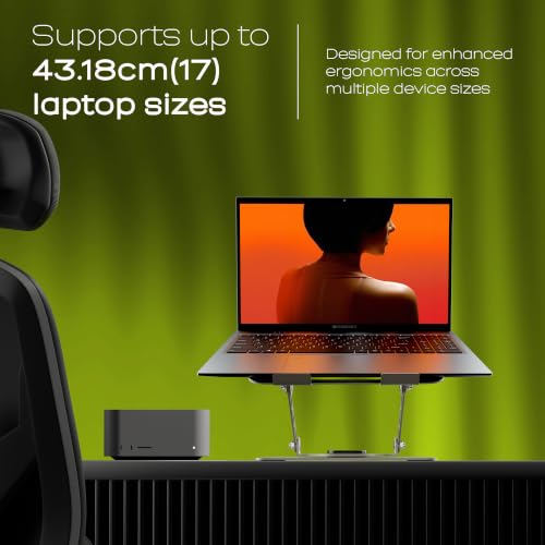 Image of ZEBRONICS NS3000 Pro 2 Laptop Stand, 360 Rotation, Up to 17-Inch Laptops & Tablets, Metal Body, Multi-Angle Adjustable, Foldable Ergonomic Design, Anti-Slip Pads, Anti-Rust Finish, 5kg Capacity