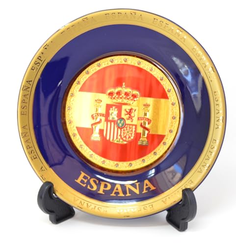 Bandra de España. 15,5 cm dekorative Platte für spanische Küche, Dekoration der Innenwände, Spanien, vergoldet, an der Wand hängen