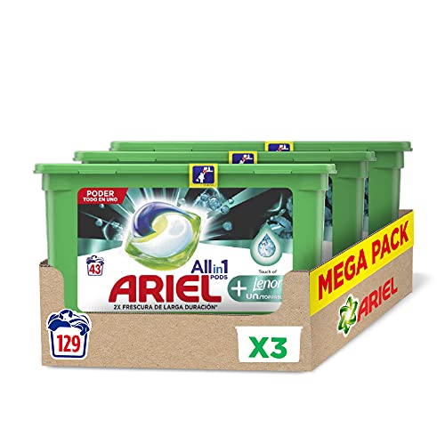 Ariel Pods Detergente Lavadora Cápsulas, 129 Lavados (3 x 43) con Lenor UNstoppables
