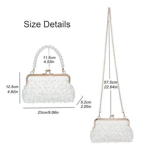Image of FALETO Pearl Clutch Bag for Women Evening Wedding Party Bridal Handbag Ladies Beaded Clutch Purse for Party