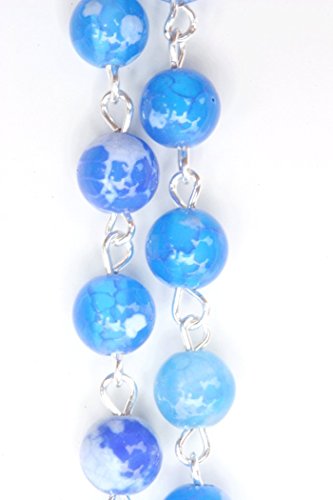 Gemstone Catholic Holy Prayer Rosary/Rosario - Includes "How to Pray", Rosary Pouch and Gemstone meaning (Blue Agate - Silver) - Thumbnail 4