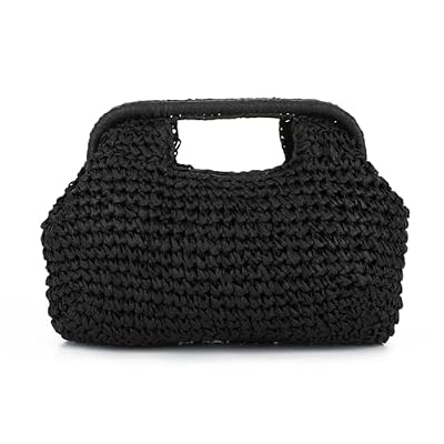 EVEOUT Pochette in Paglia con Catena Donna Boho Clutch da Sera Matrimonio Festa in rafia Sintetica Borsa Intrecciata per Spiaggia Quotidiano Estivo