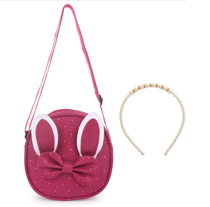Sanjis Enterprise Girls PU Pink Sling Bag With Pearl Hairband (Small_Pink) (B0B2DMGZLD) Amazon Price History, Amazon Price Tracker