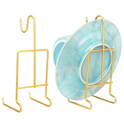 Alrhso 2 Pcs Tea Cup and Saucer Display Stand Metal Saucer Organizer Plate Coffee Mug Hanger Stand Tray Easel Holder Storage Rack for Afternoon Tea Party