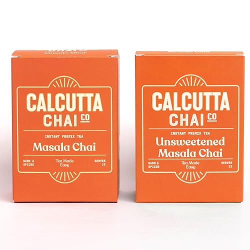 Image of Calcutta Chai Co Masala Chai | Unsweetened Masala Chai | 420 Gram - Pack Of 2 Combo | Instant Tea Premix | 30 Sachets | Low Sugar & Zero Added Sugar | Made With Assam Tea | Added Natural Spices