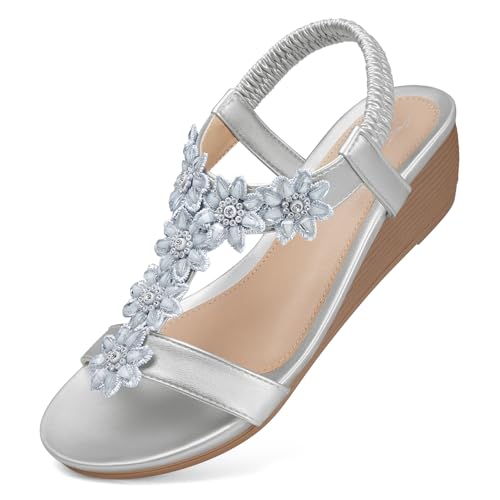 Image of SHIBEVER Wedge Sandals for Women Dressy: Summer Platform Comfortable Low Wedges Womens Sandal