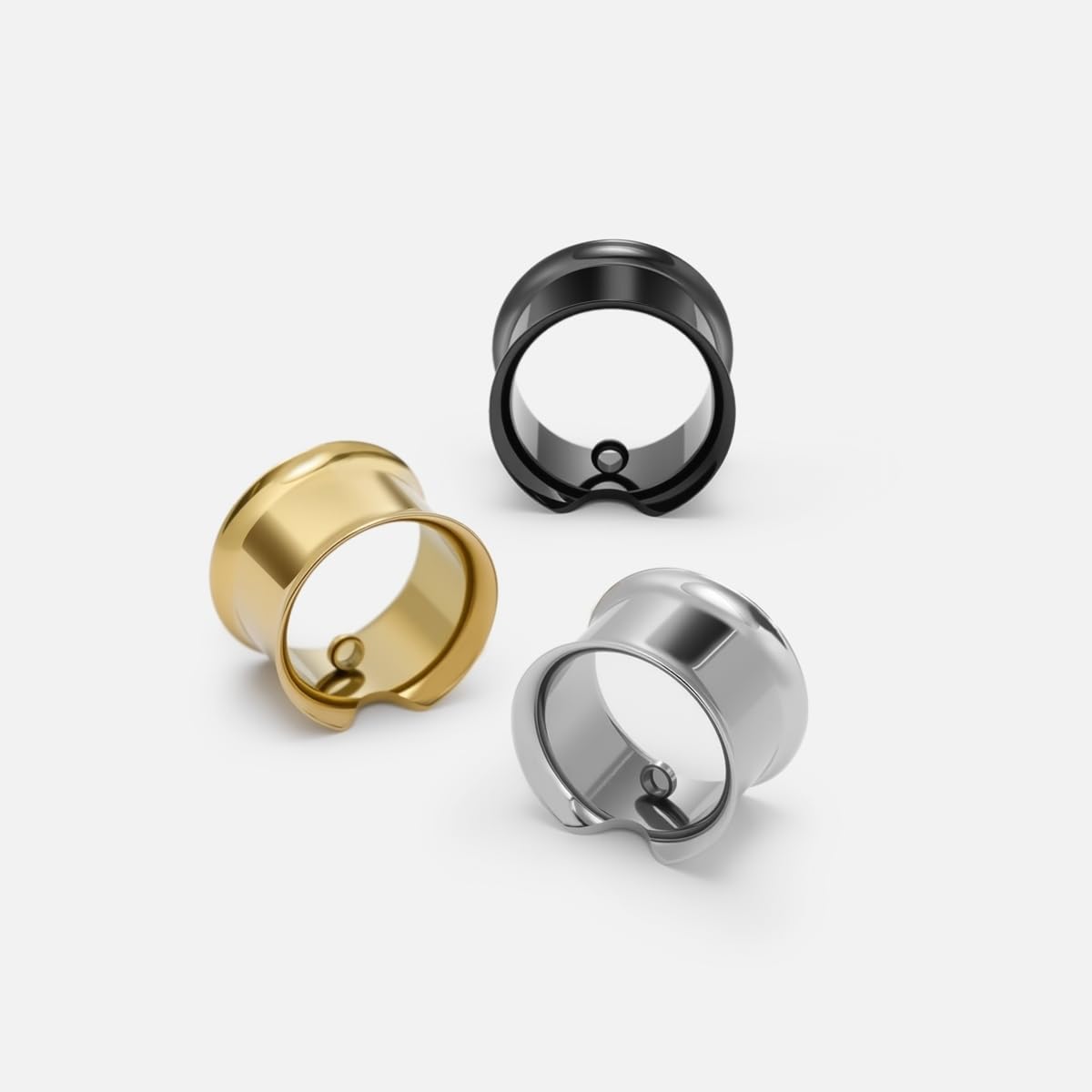 PUNKYOUTH Stainless Steel Modular Ring Ear Tunnels for Women Men Saddle Flare Plugs for Stretched Ears Industrial Punk Gauge Jewelry Bottom Loop for DIY Dangling Accessories 2G to 1 inch