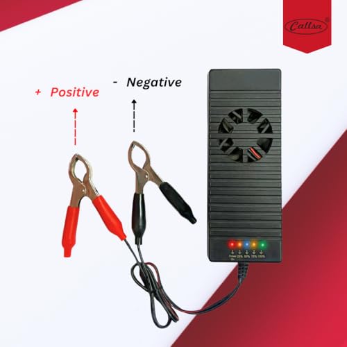Image of 12V 10A Fast Battery Charger with 5-Level LED Indicator for Car & Bike, Smart Automotive Battery Charger with Cooling Fan, Heavy Duty Clamps for Lead Acid, Lithium, Inverter & UPS Batteries