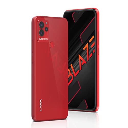 Image of Lava Blaze (Glass Red, 3GB RAM, 64GB Storage)| Premium Glass Back Design| 13 MP AI Triple Camera |Fingerprint Sensor| 5000 mAh Battery| Upto 6GB Expandable RAM