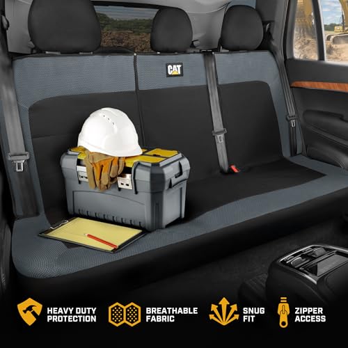 Image of CAT MeshFlex Charcoal Rear Seat Cover for Cars, SUVs & Mid-Size Pickup Trucks - Durable 60 /40 Split Rear Bench Seat Protector, Back Seat Cover, Interior Auto Accessory, Not for Full-Size Pickup Trucks