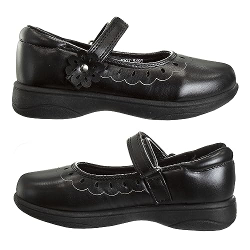 Josmo Petalia Girls Mary Jane Shoes School Kids Uniform Ballet Strap Slip-On Dress Flats - Black (Toddler/Little Kid/Big Kid)3