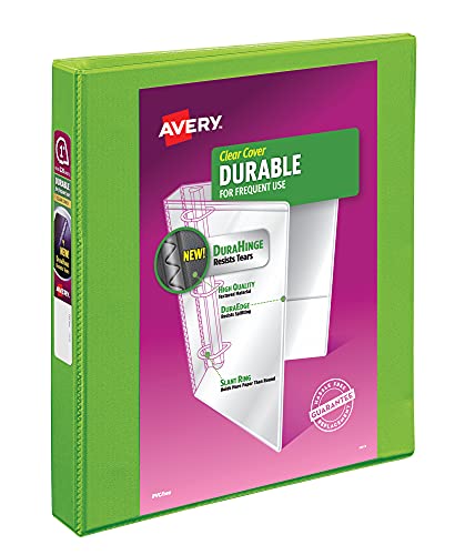 avery durable view 3 ring binder 134 slant rings 250-sheet capacity 14 inch wide spine great for home school supplies office or organization needs 1 green binder 17832