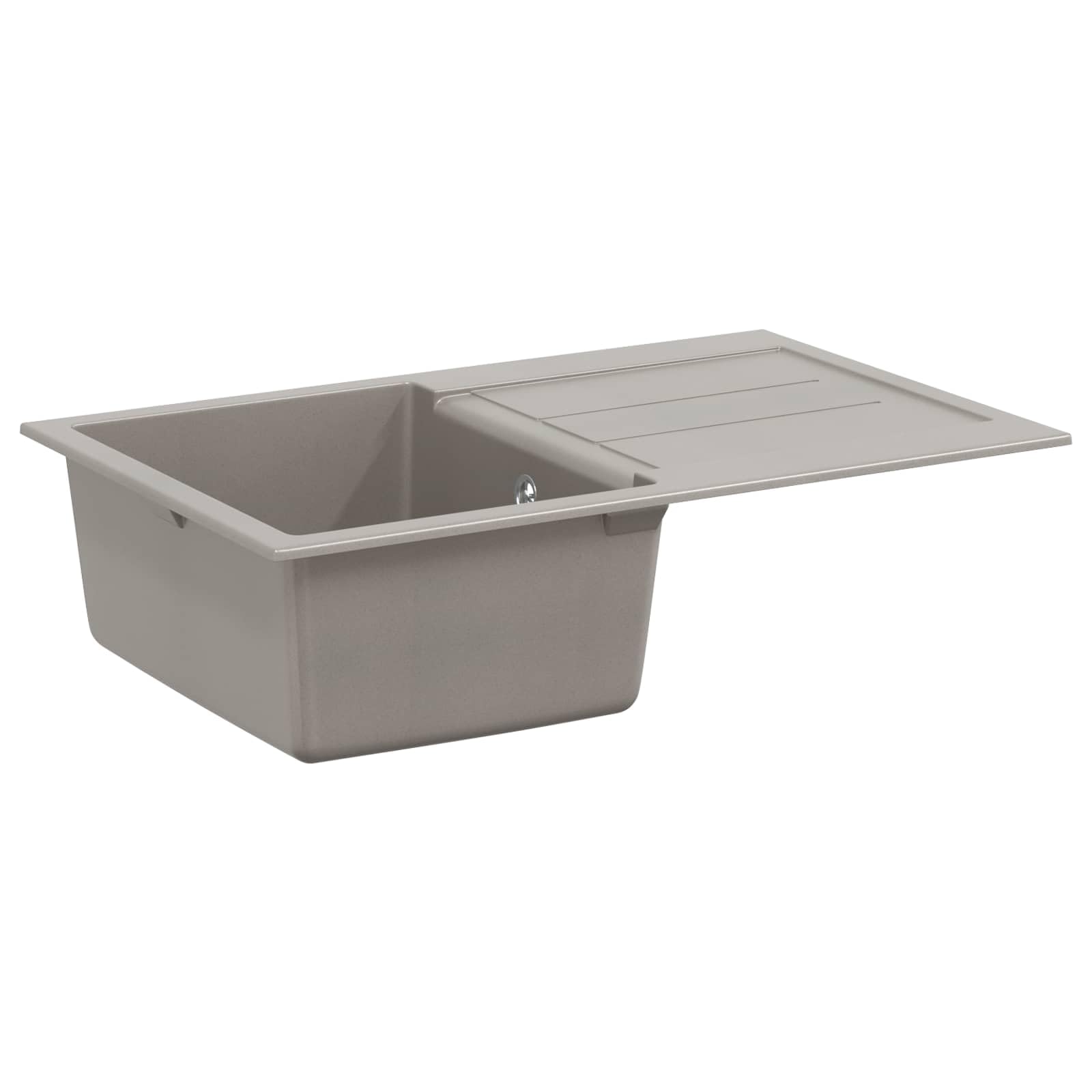 Lavabo gris 780 x 500 mm 80% cuarzo 20% resina empotrada fregadero con escurridor cesta colador desagüe para cocina, camping, autocaravana jardín