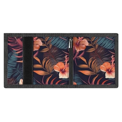 Tropical Flower Trifold Wallet for Men - Money Clip Slim Wallets with Multiple Card Slots Minimalist Small Front Pocket Wallet for Everyday Carry4