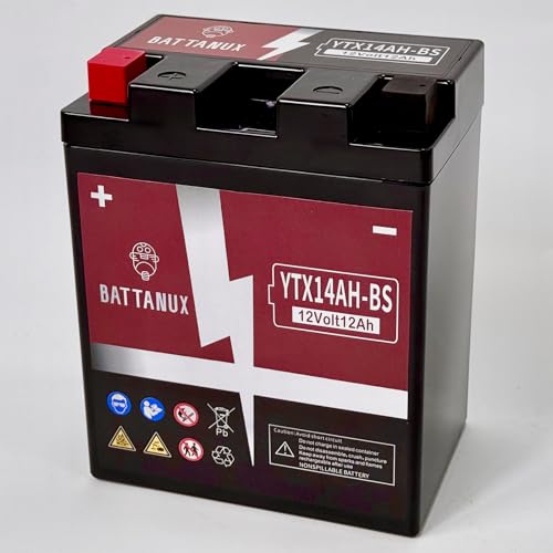 YTX14AH-BS Battery & Motorcycle Battery, Sealed SLA/AGM 12V12Ah ATV/UTV/Snowmoble/Motor bike Battery Maintenance Free & No tools for installation &