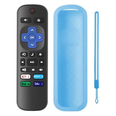 Replacement Remote Control for Roku TV with Blue Soft Silicone Case, Universal Remote for TCL Roku/Hisense Roku/Onn Roku/Westinghouse Roku/Philips Roku Smart TVs (Not for Roku Stick/Box) Cover