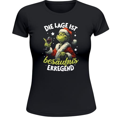 MoonWorks Weihnachtsshirt Damen Motiv - Anti Xmas Spruch - Christmas Printshirt Weihnachten Lustig - Weihnachtsoutfit Frauen Schwarz 3XL
