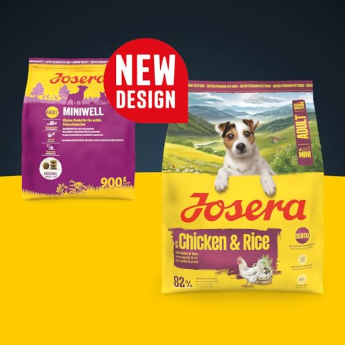 JOSERA Miniwell (1 x 10 kg) | Adult Mini | Premium Trockenfutter für ausgewachsene Hunde Kleiner Rassen | Geflügel & Reis | Kleine Kroketten | extraverträglich | weizenfrei | Hundefutter | 1er Pack