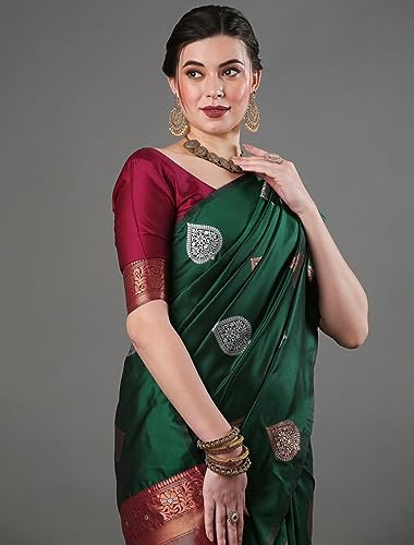 Image of Flosive Women's Mix Color Kanjivaram Silk Saree With Blouse