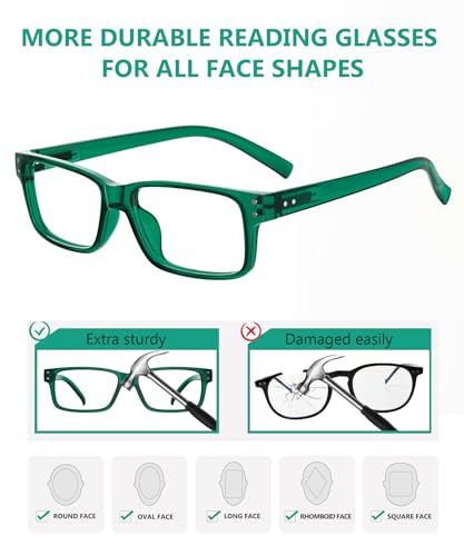Image of Eyekepper Vintage Reading Glasses for Men - 3 Pairs Black and 2 Pairs Green - Spring Hinges Classic Readers +2.00