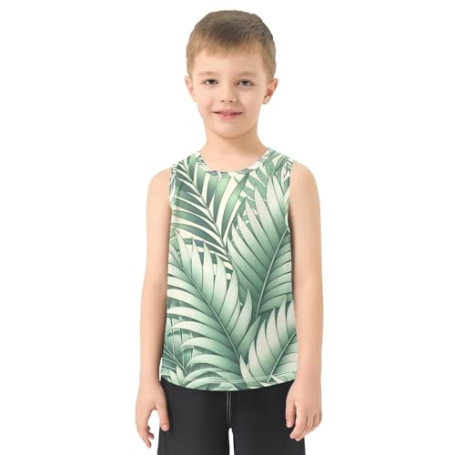 susiyo Plam Leaves Pattern Boys Sleeveless Tank Top Girls Athletic T Shirt2