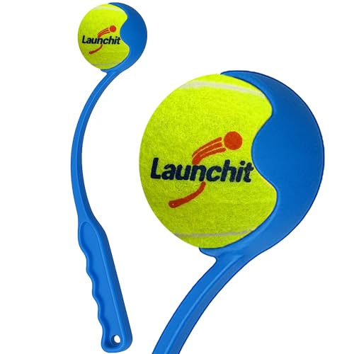 Dog Ball Thrower Launcher, Tennis Ball Launcher, for Small Large Dogs Compact Design 13.8" with Medium 2.5" (Blue)