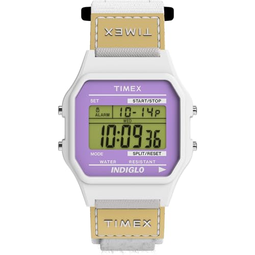 Timex Main Street Unisex-Armbanduhr, 36 mm, weißes Nylonband, digitales Zifferblatt, weißes Gehäuse TW2W72300