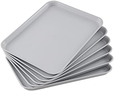 8 Pack Extra Large Plastic Serving Trays - 16" X 11" White Rectangular Party Trays, Heavy Duty