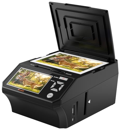 Photo Scanner and Film Digitizer with 5” Large Screen, Convert 35mm/110/126 Negatives, Slides & Physical Photos to 22MP Digital Image, Includes 8GB SD Card, No Computer Required