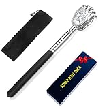 Bear Claw Back Scratcher with Gift Bag - Portable Metal Stainless Steel Telescoping Massage Tool - G
