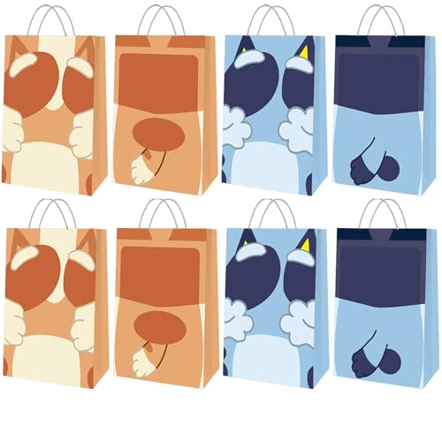 Adikoo Blue Dog Birthday Party Favor Bags 20 Pack,Cartoon Gift Bags Candy Bags for Kids Birthday Party Supplies Decorations