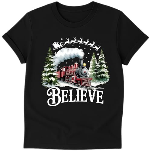 Belive Custom T-Shirt – Personalized Holiday Shirt with Custom Backside Text, Year or Name | Handmade Christmas Outfit for Baby, Kids, Youth, Adult, & Family