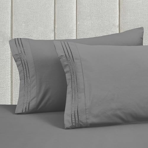 Image of Mocassi Luxury 6-Piece Sheet Set, Ultra Soft 1800 Premium Hotel Quality Microfiber Sheet Set, Fits Mattresses Up to 18 to 24 Inches Extra Deep Pocket - Breathable and Secure Fit, Full, Gray