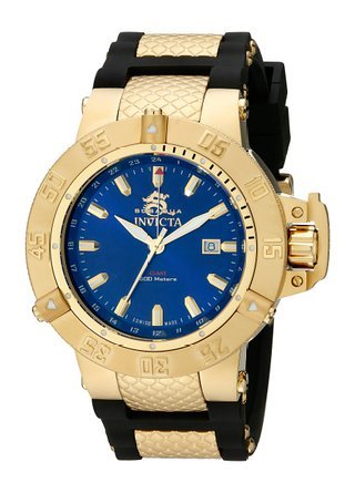 CrN^ Invicta Men's 1150 Subaqua Noma III GMT Blue Dial Black Polyurethane Watch j Y rv ysAiz