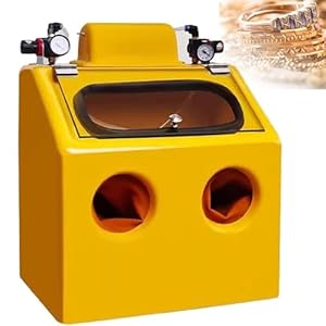 NGARY Zandstraalkast, professionele led-tandstraler met verlichting en voetschakelaar, dubbel luchtdrukventiel en instelbare zandstraalbel en luchtdruk, voor sieraden