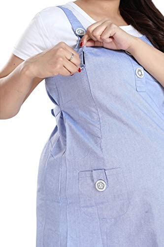 Image of MAMMA'S MATERNITY Women's Cotton Maternity /Pregnancy /Easy Breastfeeding /Feeding /Western Dress with Zippers for Nursing Pre and Post Pregnancy