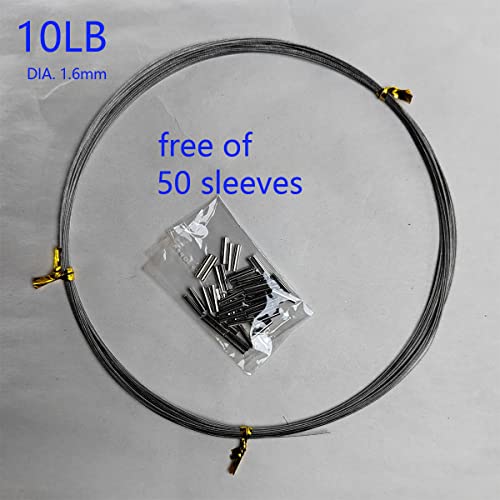 Azevqos 32.8Ft/10Metres 7 Strands Fishing Stainless Steel Wire Leader Super Soft Nylon Coated Fishing Leader With 50Pcs Sleeves Stopper (10M-10Lbs) #TOP6
