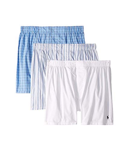 POLO RALPH LAUREN Classic Fit 3 Packaged Woven Boxers White/Jarvis Stripe/Cannes Plaid 2XL