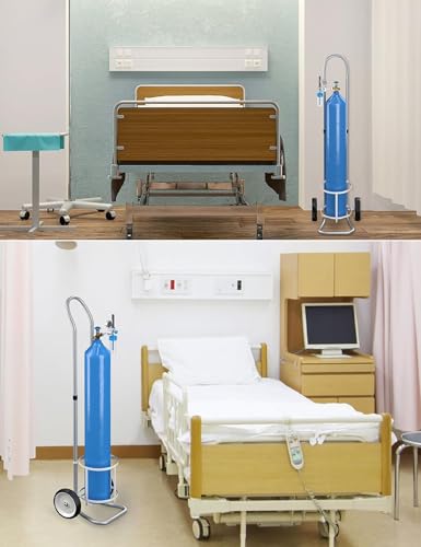 Lekki aluminiowy wózek na zbiornik tlenu, regulowana wysokość uchwytu butli gazowej do szpitali, pasuje do zbiorników 12,7-23,6 cm, trwały i przenośny wózek transportowy