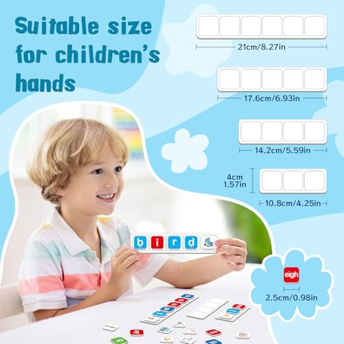 HugHush Magnetic Letter Tiles, Phonics Spelling Games Speech Therapy Phonemic Awareness Alphabet Fridge Magnets Learn to Read Science Reading Manipulative Elkonin Box Preschool Kindergarten Classroom - Image 4