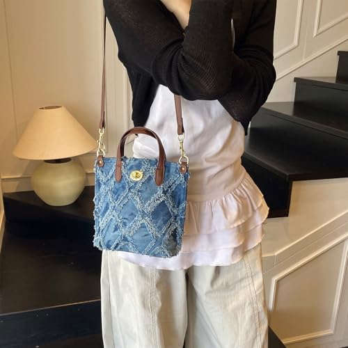 Denim Purse Small Jean Purses for Women Denim Crossbody Bag Quilted Shoulder Handbag2