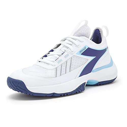 Diadora Women's Finale All Ground Tennis Shoe (White/Blue Print, 9) #TOP2