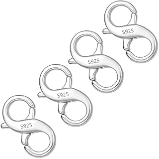 ALEXCRAFT 4Pcs Lobster Clasp Silver Necklace Clasps Lobster Clasp Double Opening Lock Necklace Connector Double Opening Clasps Connector 13mm Double Clasps for Jewelry Making Bracelet Necklace Clasp