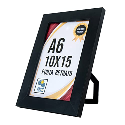Kit 10 Porta Retratos 10x15 Moldura A6 para Foto Cor Preta