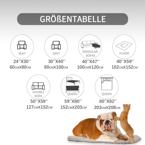 Amarrirose wasserdichte Hundedecke,100x120cm Outdoor Hundematte Waschbar für Grosse Hunde,Flauschig Katze ndecke und Weich Beidseitiger Sofabezug-Schutz,Dunkelgrau+grau
