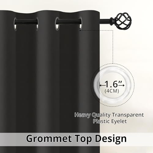 Image of Homestan 90% Blackout Door Curtains 8 Feet Long Set of 2, Room Darkening Parda with Grommet Design for Home Decor (8x4 Feet, Black)