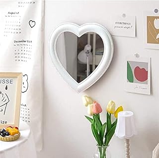 Xyconcep 10.6inch Heart Shape Makeup Mirror, Bedroom Dressing Table Decoration (White, 10.6'' width)