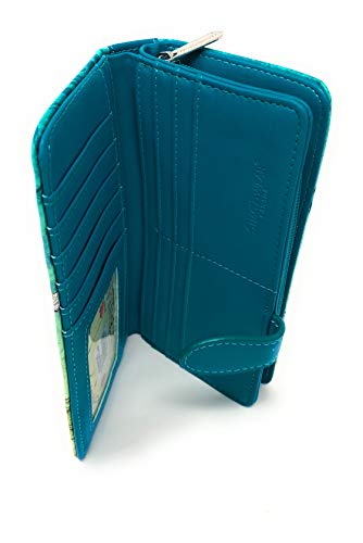 Shag Wear Vintage Dragonfly Large Wallet for Women and Teen Girls Vegan Faux Leather 7" Teal4
