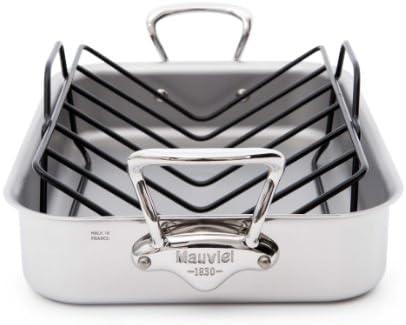 Unbekannt Mauviel MCook Stainless Steel Roasting Pan with Rack 35 x 25 cm - 5217.37